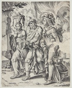 Lot and His Daughters Leaving the Burning Sodom