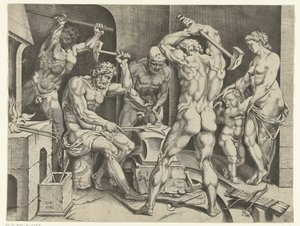 Venus and Amor in the Workshop of Vulcan