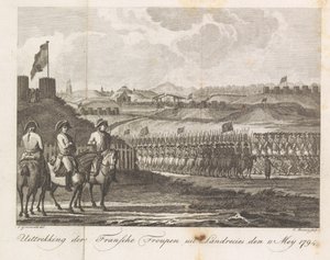 French troops leave Landrecy, 1794 by Cornelis Brouwer