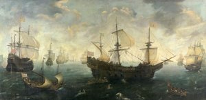 The Spanish Armada off the English Coast in 1588, c.1620-25