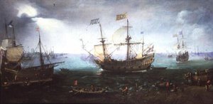 Three Master Firing a Salute on the Maas at Dordrecht