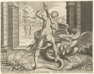 Hercules Steals the Golden Apples of the Hesperides by Cornelis Cort