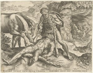 Hercules Leading Diomedes to His Horses (Works of Hercules series) by Cornelis Cort