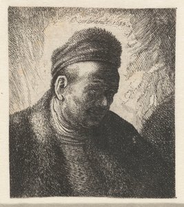 Beardless man in a fur cloak and cap: bust by Cornelis Danckerts (I) (workshop of)