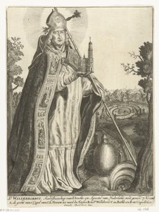 Saint Willibrord as Archbishop with Church Model of Utrecht Cathedral by Cornelis Danckerts (I)