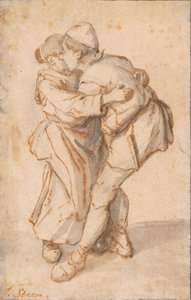 A Dancing Peasant Couple by Cornelis Dusart