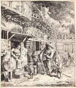 Organ Grinder with a Dancing Dog by Cornelis Dusart