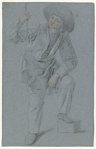 Standing Boy Pulling a Rope by Cornelis Dusart