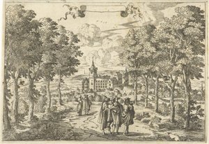 Walkers and a Castle by Cornelis Elandts