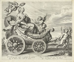 Clara Isabella de Ligne-Arenberg (?) in a Triumphal Chariot by Cornelis Galle (I)