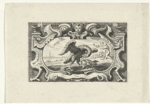 Vignette with Pelican Feeding Its Young with Its Own Blood by Cornelis Galle (II) (attributed to)