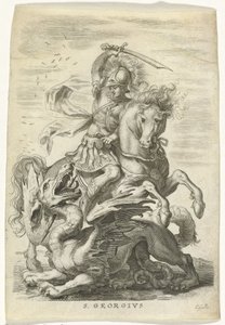 Saint George Fighting the Dragon by Cornelis Galle (II)
