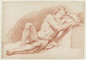 Seated, Leaning Male Nude by Cornelis Joseph d