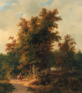 A Wooded Landscape with Travellers on a Sandy Track