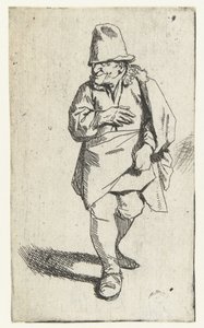 Standing Man with High Hat or Cap, Right Hand on Chest by Cornelis Pietersz. Bega