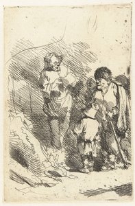 Singing Man and Listening Audience Including Child and Man
