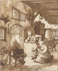 Newspaper Reader in Interior