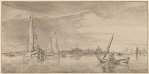 River with Town by Cornelis Ploos van Amstel