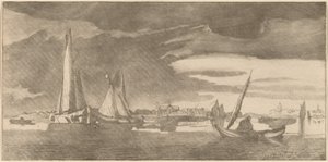 River with Town by Cornelis Ploos van Amstel