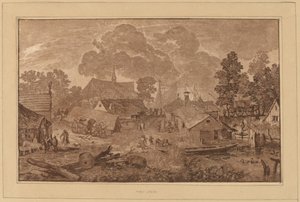 Village with Pond by Cornelis Ploos van Amstel