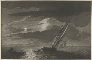 Seascape with Full Moon by Cornelis Ploos van Amstel