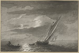 Seascape with Full Moon by Cornelis Ploos van Amstel