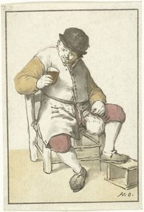 Seated Farmer with Jug by Cornelis Ploos van Amstel