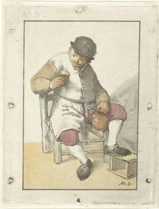 Seated Farmer with Jug by Cornelis Ploos van Amstel