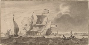 War Vessel in the Y by Cornelis Ploos van Amstel and Bernhard Schreuder, after Ludolf Backhuysen