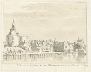 The Drommedaris and Blauwepoort in Enkhuizen by Cornelis Pronk