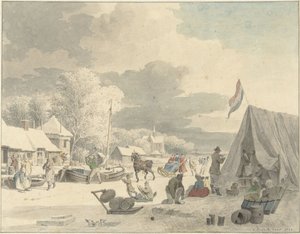 Ice Fun on a Frozen Canal by Cornelis Pronk