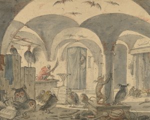 An Enchanted Cellar with Animals by Cornelis Saftleven