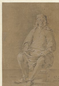 Seated Man with a Bowl on His Lap by Cornelis Saftleven
