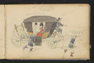 Two Women in a Carriage by Cornelis Springer