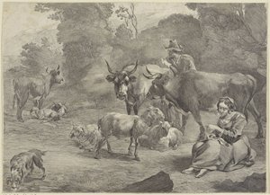 Landscape with a Shepherd and a Sewing Shepherdess