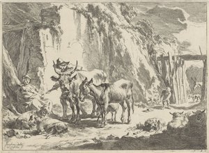 Landscape with Woman Nursing Her Child by Cornelis Visscher (II)