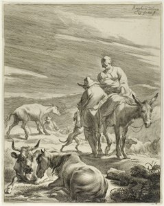 A Mother and Swathed Child Riding a Donkey, plate 4 from Four Landscapes