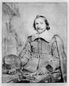 Half-Figure Portrait of a Bearded Man Sitting at a Table by Cornelis Visscher