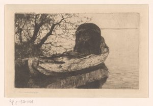 Moored Rowboat with a Canopy by Cornelis Vreedenburgh (signed by artist)