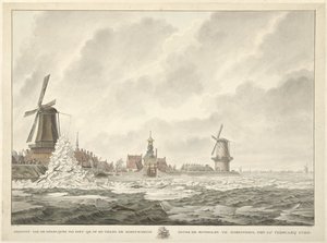 View of the Ice Drift, on and Against the Breastwork Behind the Runmolen in Gorinchem, February 20, 1799