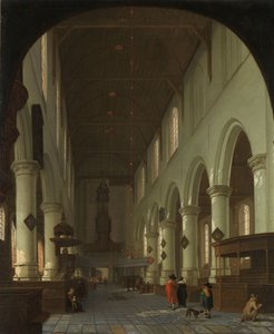 Interior of the Oude Kerk in Delft from the Choir toward the Portal by Cornelis de Man (attributed to)