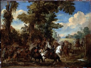 Battle scene by Cornelis de Wael