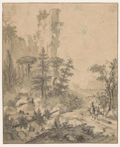 Mountain Road with Man and Two Mules by Cornelis de Wael
