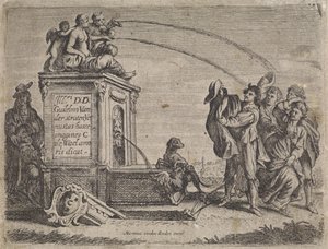 Group of People by a Fountain