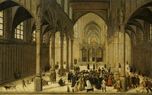 Church Interior with Christ Preaching to a Congregation
