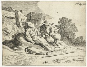 Peasants by the Side of the Road (Four Landscapes series) by Cornelis van Kittensteyn (attributed to)
