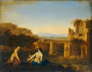 Bathers Near Ancient Ruins by Cornelis van Poelenburgh or Poelenburch