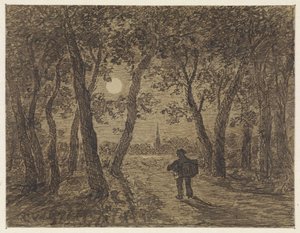 Man Walking Out of a Forest by Moonlight by Cornelis van der Griendt