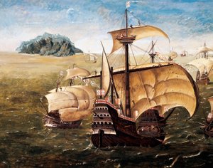 The Portuguese Fleet, Copy of Painting by Cornelius Anthoniszoon by Cornelisz Anthonisz