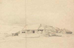 Farm Buildings with Stack Makers by Cornelius Varley